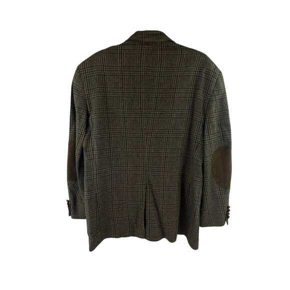 Lands End Men's Wool Blazer W/ Elbow Patches 42R Plaid Tailored Fit  Academia - Picture 2 of 12